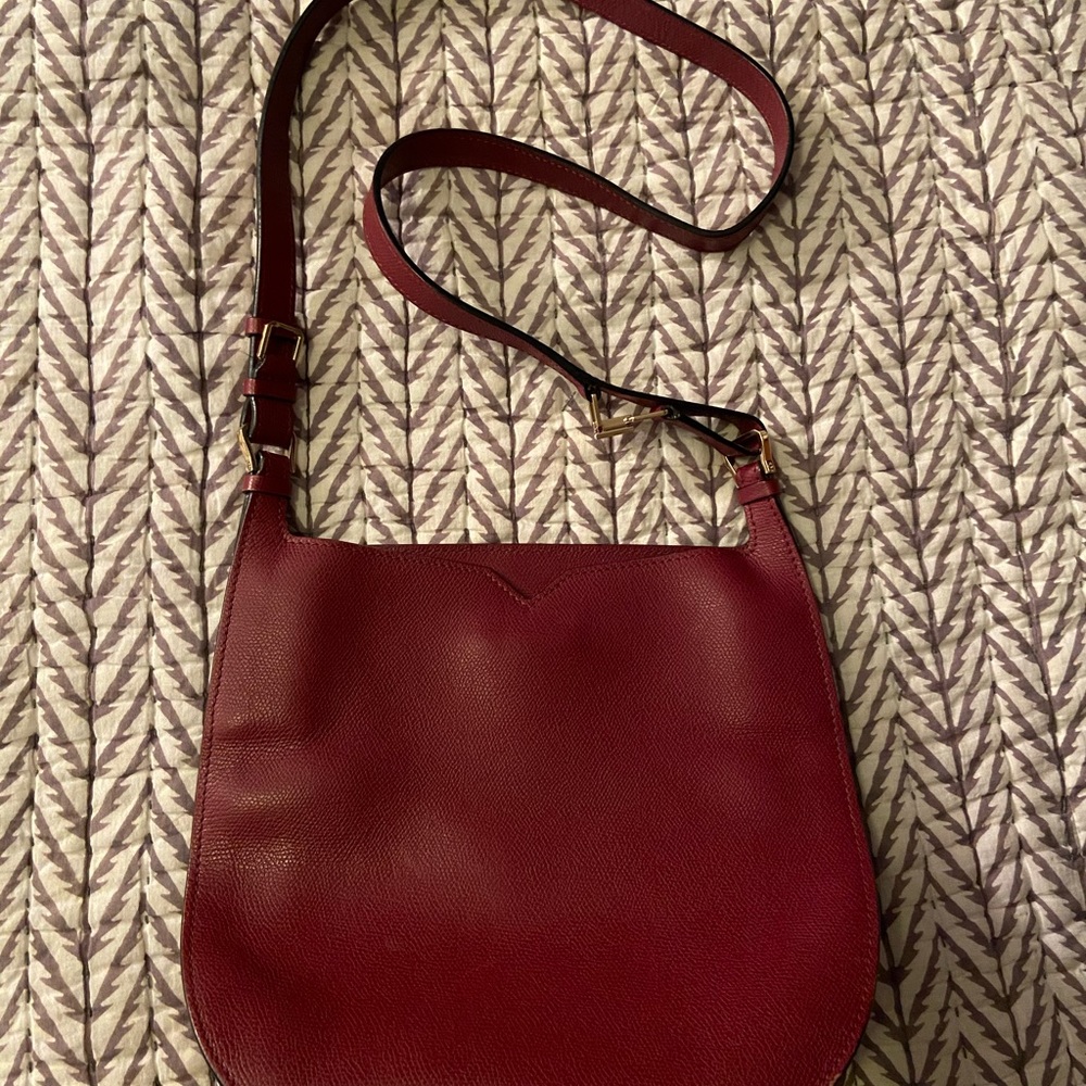 Valextra Bordeaux Saffiano hobo crossbody bag